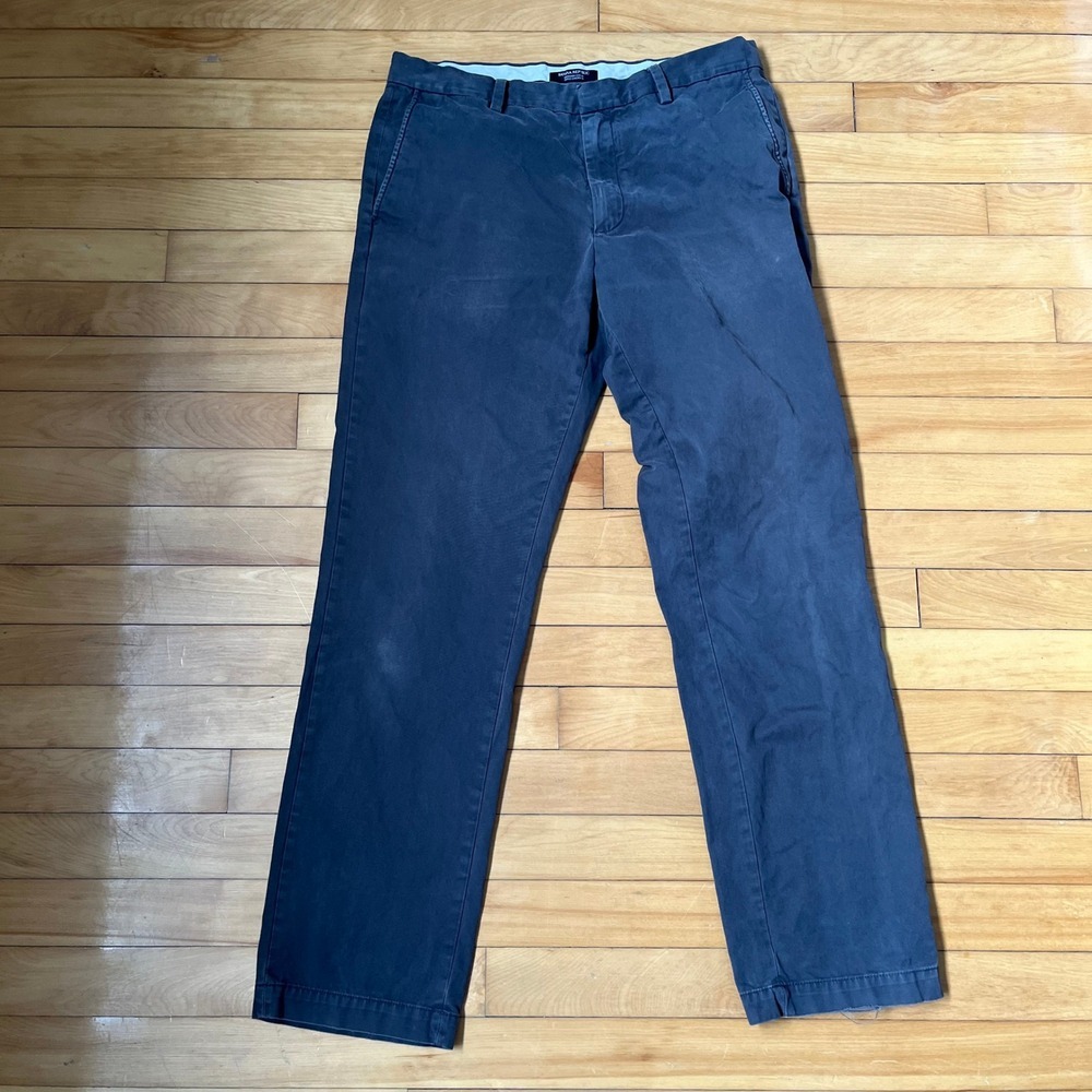 Banana Republic Mens Emerson Chino Straight Leg Pants Charcoal Grey 34x34 Cotton